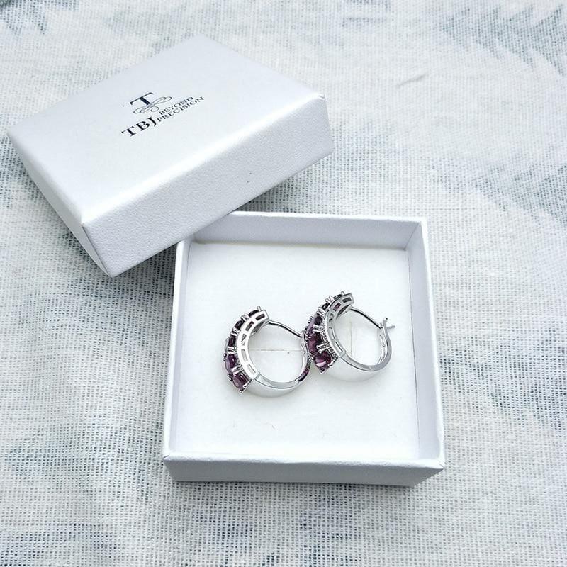 Rhodolite Elegant Design 925 Sterling Silver Clasp Earrings - Earrings