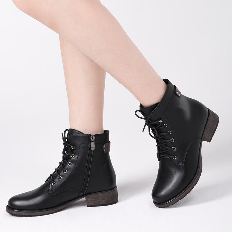 Round Toe Women Lace up Ankle Boots - Booties