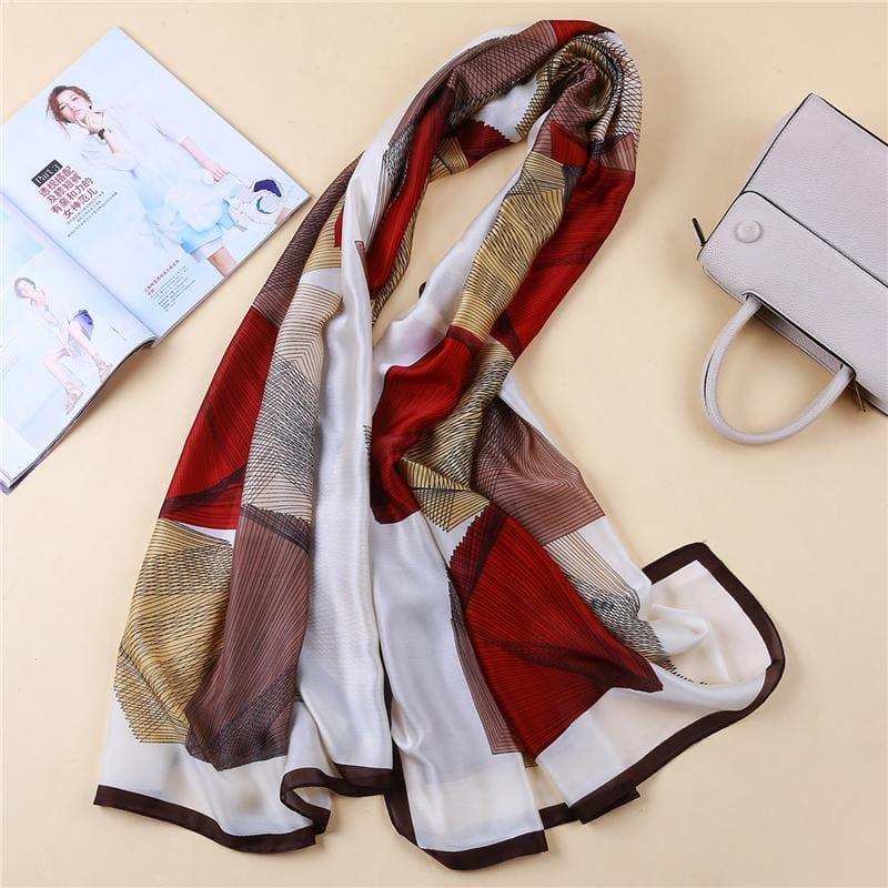 Shawls and Wrap Long Print Silk Scarf - c5 - scarf