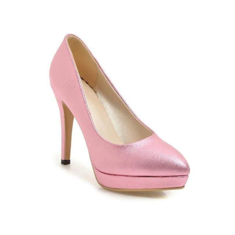 Spring Color Platform Slip On Thin High Heel Sexy All Match Ladies Wedding Pumps - Pink / 6 - Pumps