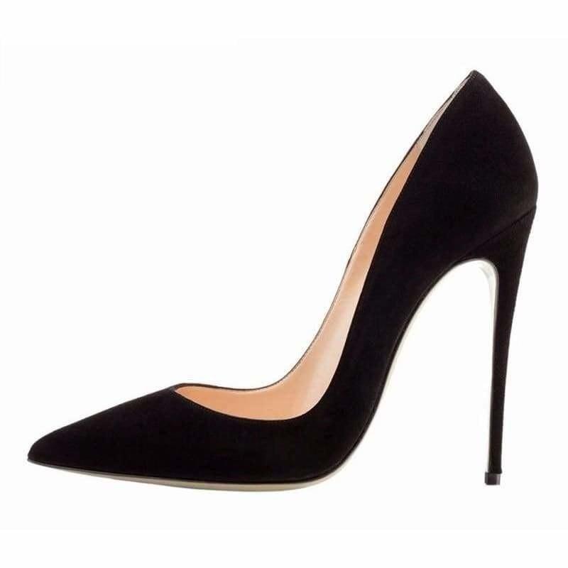 Suede Leather Footwear Women Pumps - black 12cm / 10 - Pumps