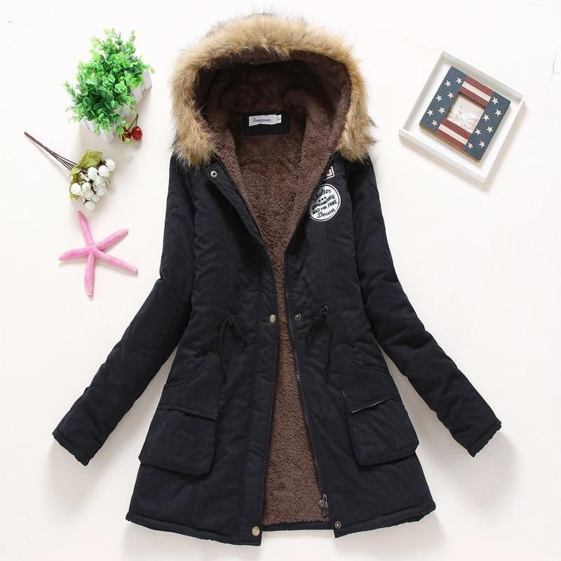 Thick Warm Female Hooded Fur Cotton - Coats