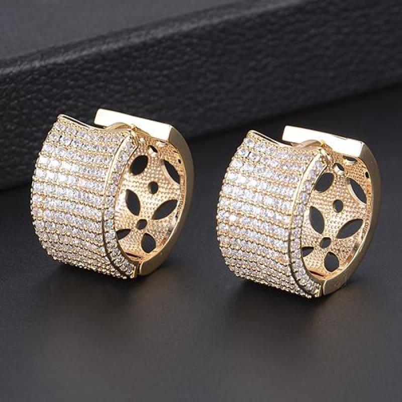 Trendy Hoop Earrings Cubic Zirconia Earrings - Gold - earrings