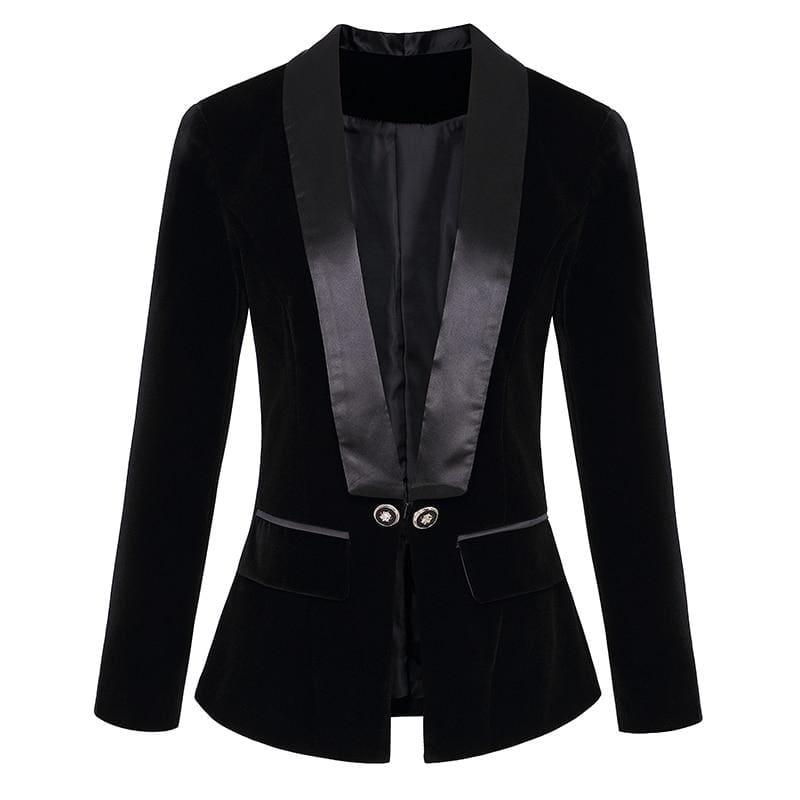 Tuxedo Velvet Blazer Womens Jacket - Jackets