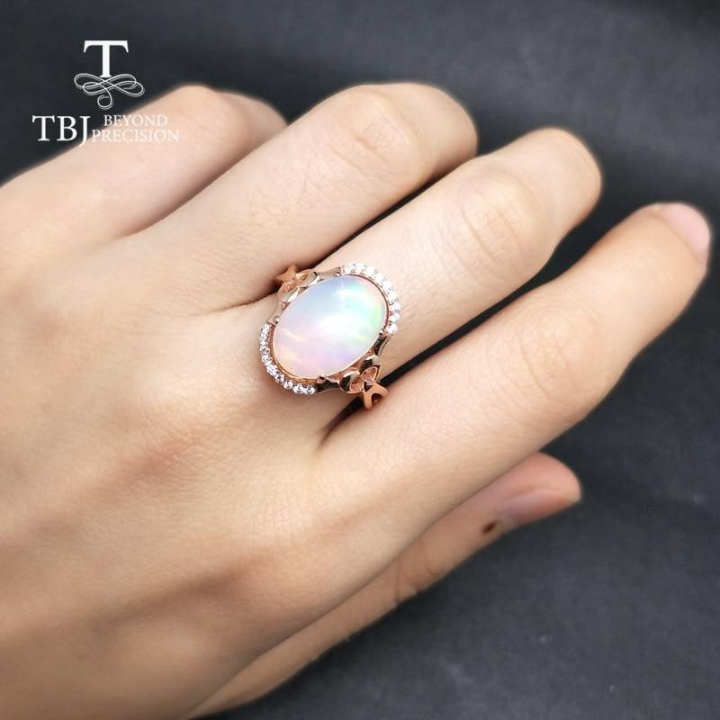 Unique Chunky Ethiopian Opal Oval 10*14mm Gemstione Ring - rings
