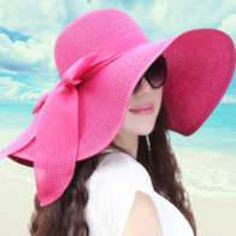 Wide Along Bow Visor Sun Beach Straw Hat - Hats
