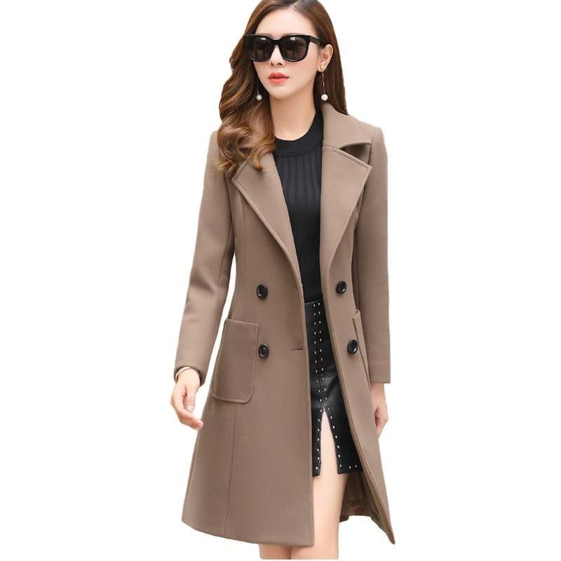 Winter Wool Coats Warm Slim Fit Fashion Casual Office Blends Coat - Coats