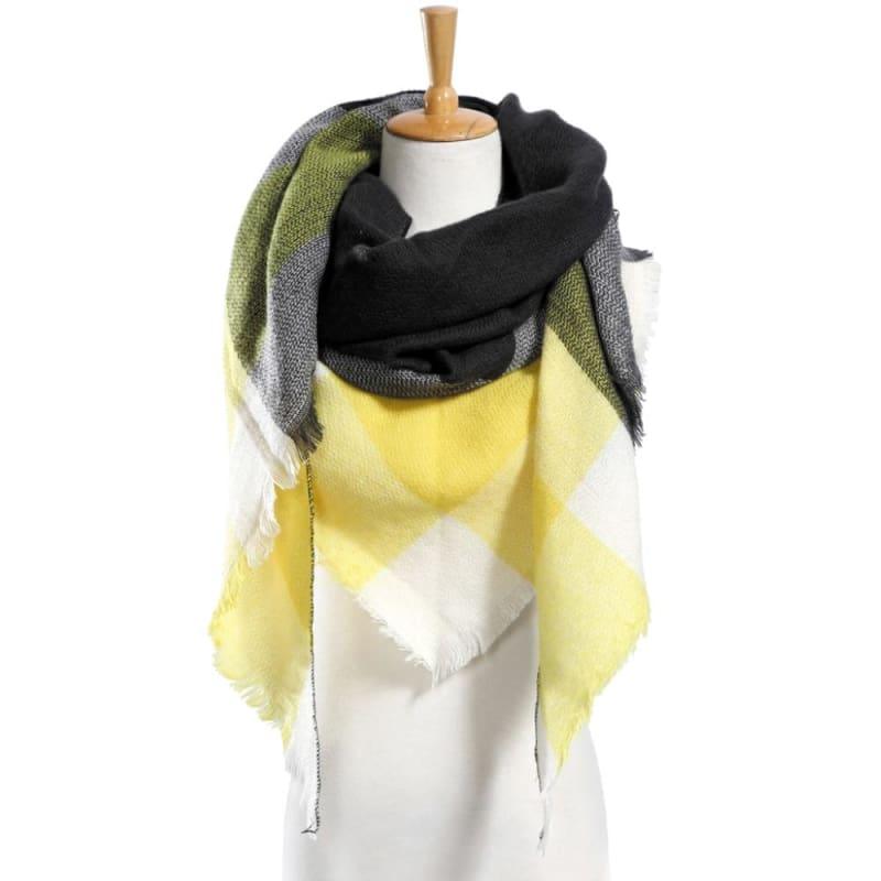 Women Plaid Scarf Designer Triangle Cashmere Shawls Scarf - 16 - scarf