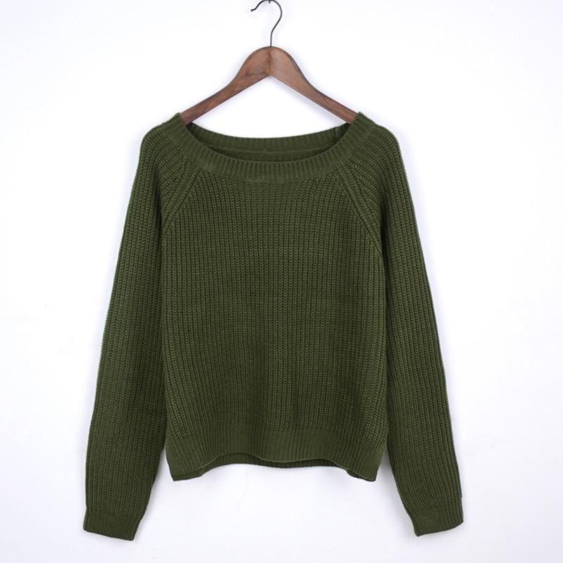 Women Sweater And Pullovers Long Sleeve Crop Sweater Top - Green / L - Sweater