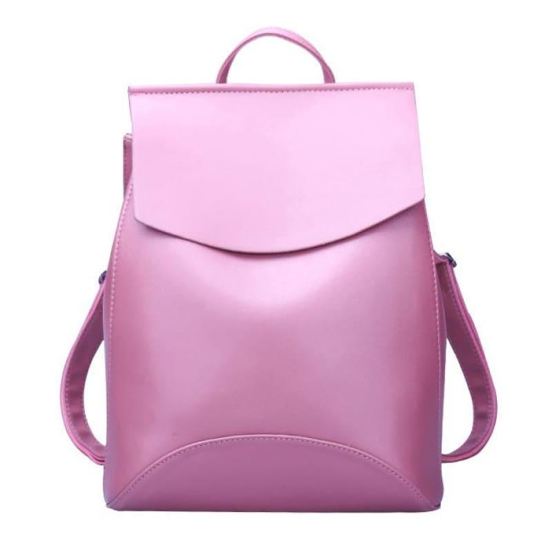Youth Leather Backpacks Shoulder Bag - Dark Pink New - Backpacks