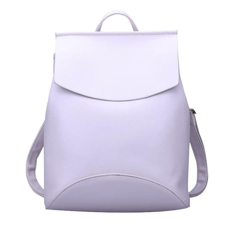 Youth Leather Backpacks Shoulder Bag - White - Backpacks