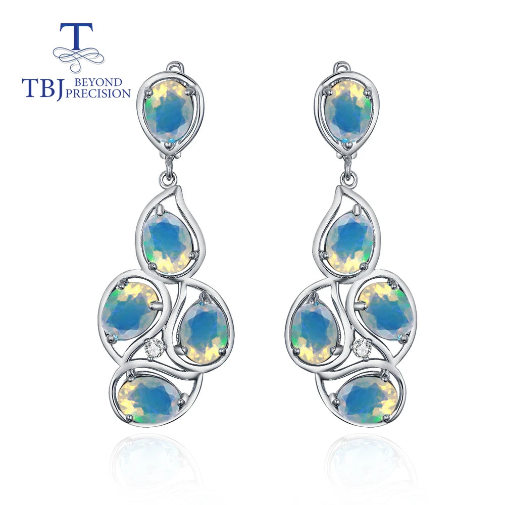 Opal natural gemstone 925 sterling silver jewelry earrings