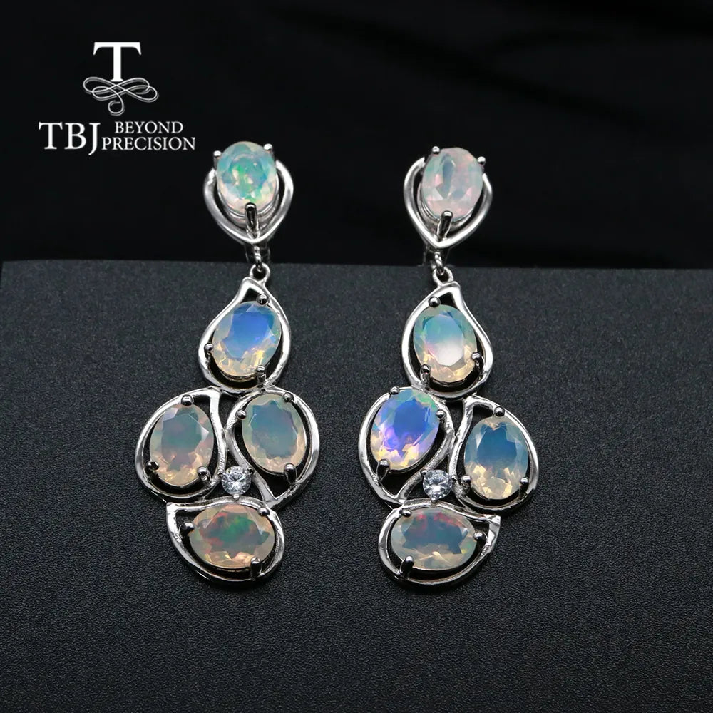 Opal natural gemstone 925 sterling silver jewelry earrings