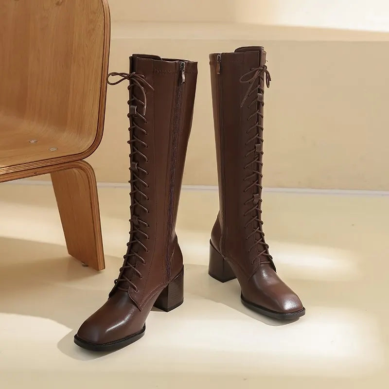 Genuine Leather Knee High Boots