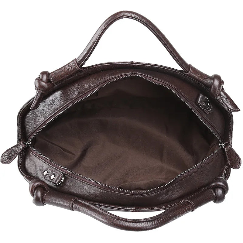 Luxury Genuine Leather Oil Wax Cowhide Retro Embossed Bag