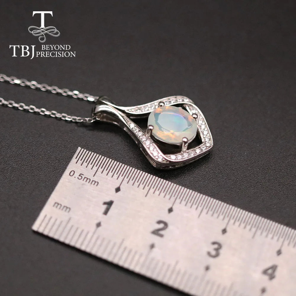 Opal pendant necklace 925 sterling silver necklace