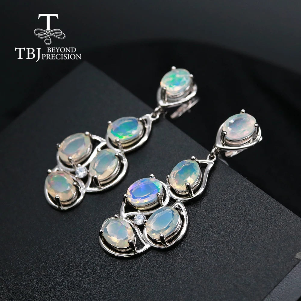 Opal natural gemstone 925 sterling silver jewelry earrings