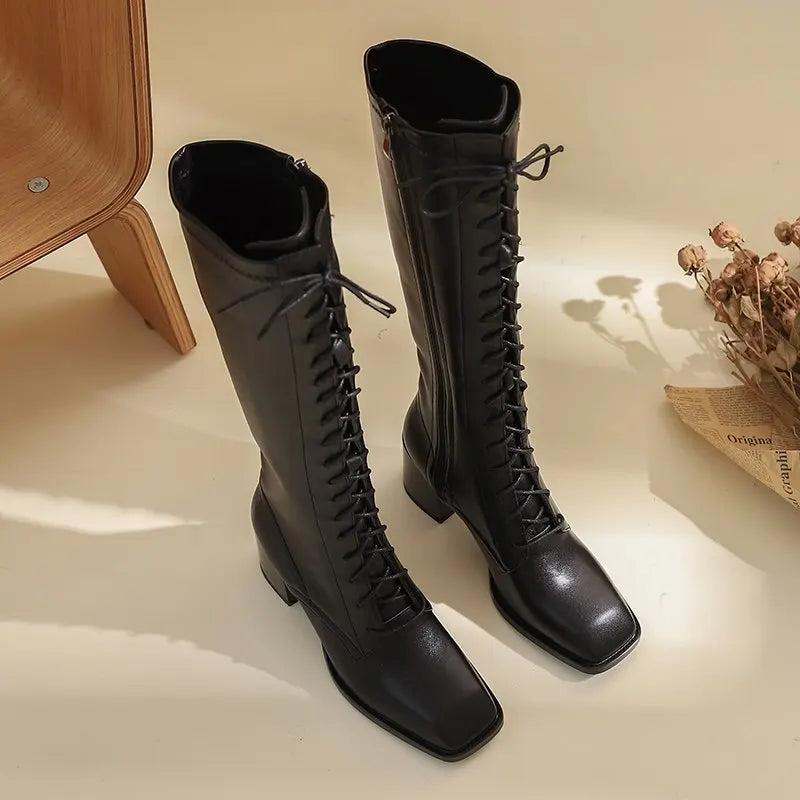 Genuine Leather Knee High Boots