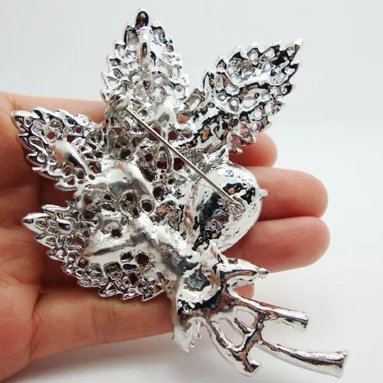 Rhinestone flower leaf Decorating Style brooch pin Pendant