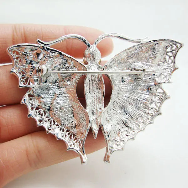 Pink Butterfly Pin Rhinestone Crystal Insect Brooch