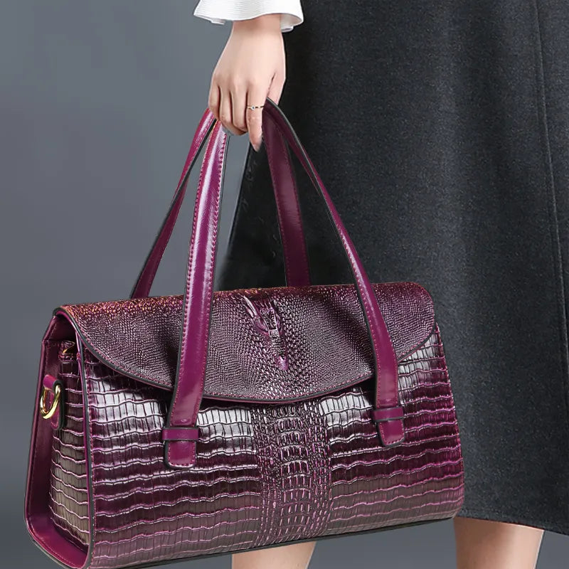 Fashion leather crocodile tote bag shoulder messenger bag