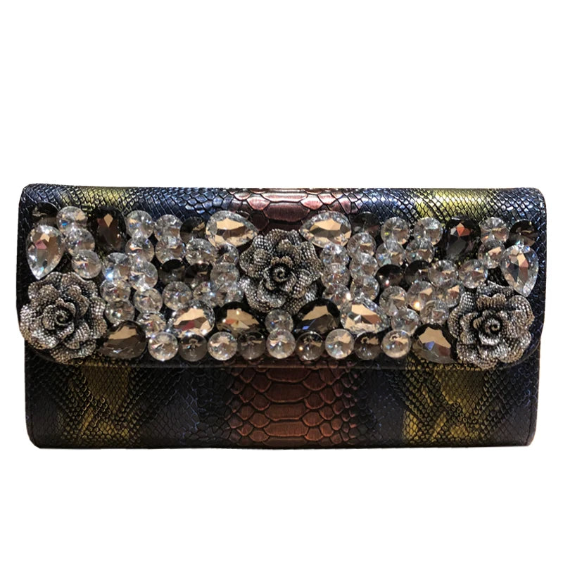 Leather Diamonds Purses Women Clutch Bag