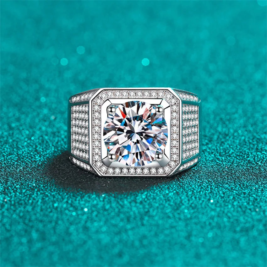 Men Moissanite Ring S925 Sterling Silver Ring