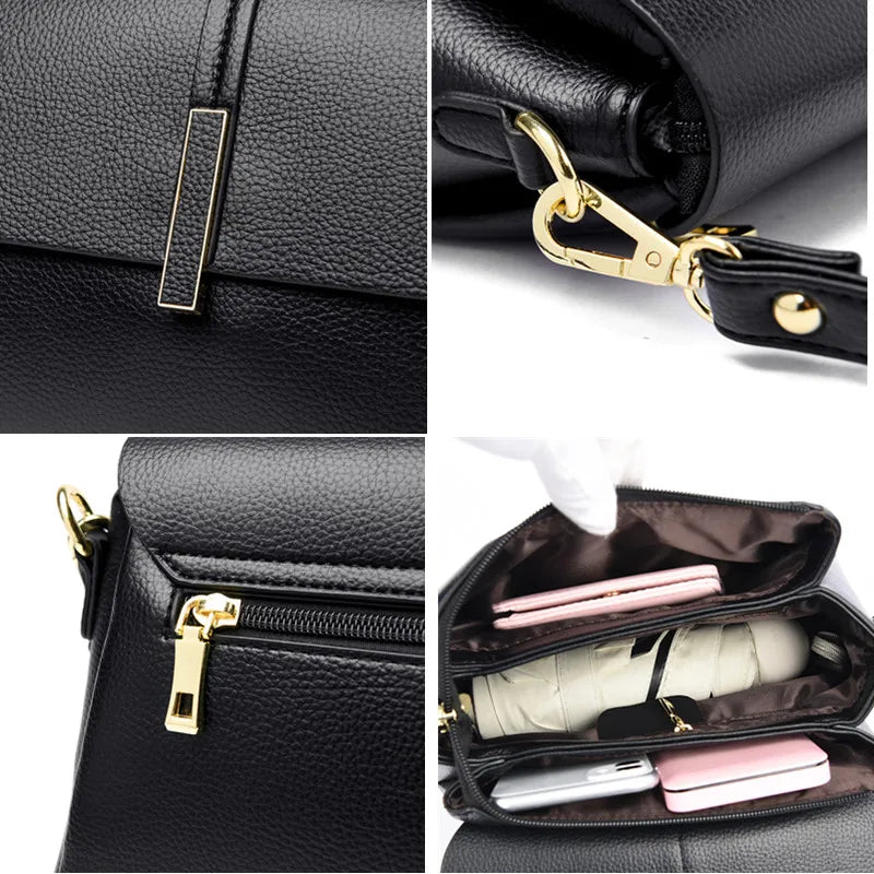 Crossbody Messenger Pocket  Branded Leather Bag