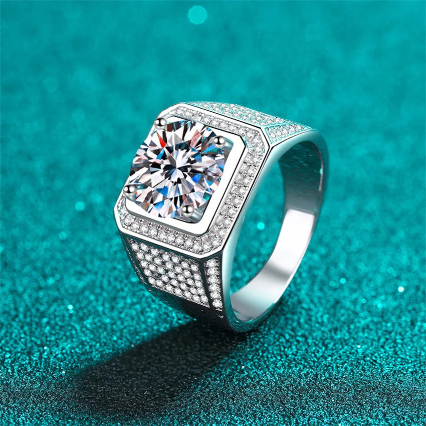 Men Moissanite Ring S925 Sterling Silver Ring