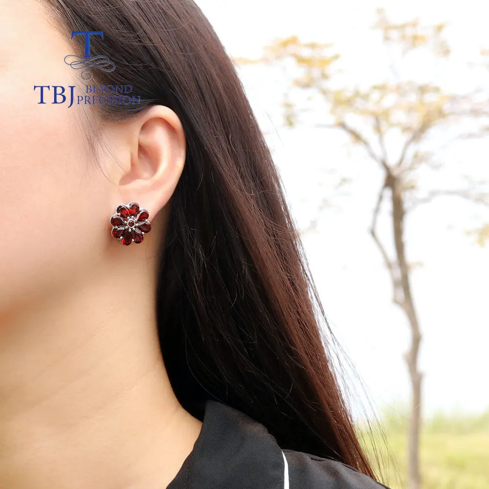 Natural Red Mozambique Garnet Earring  925 sterling silver fine jewelry gift