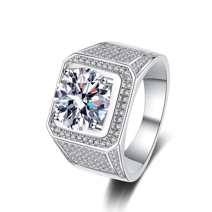 Men Moissanite Ring S925 Sterling Silver Ring