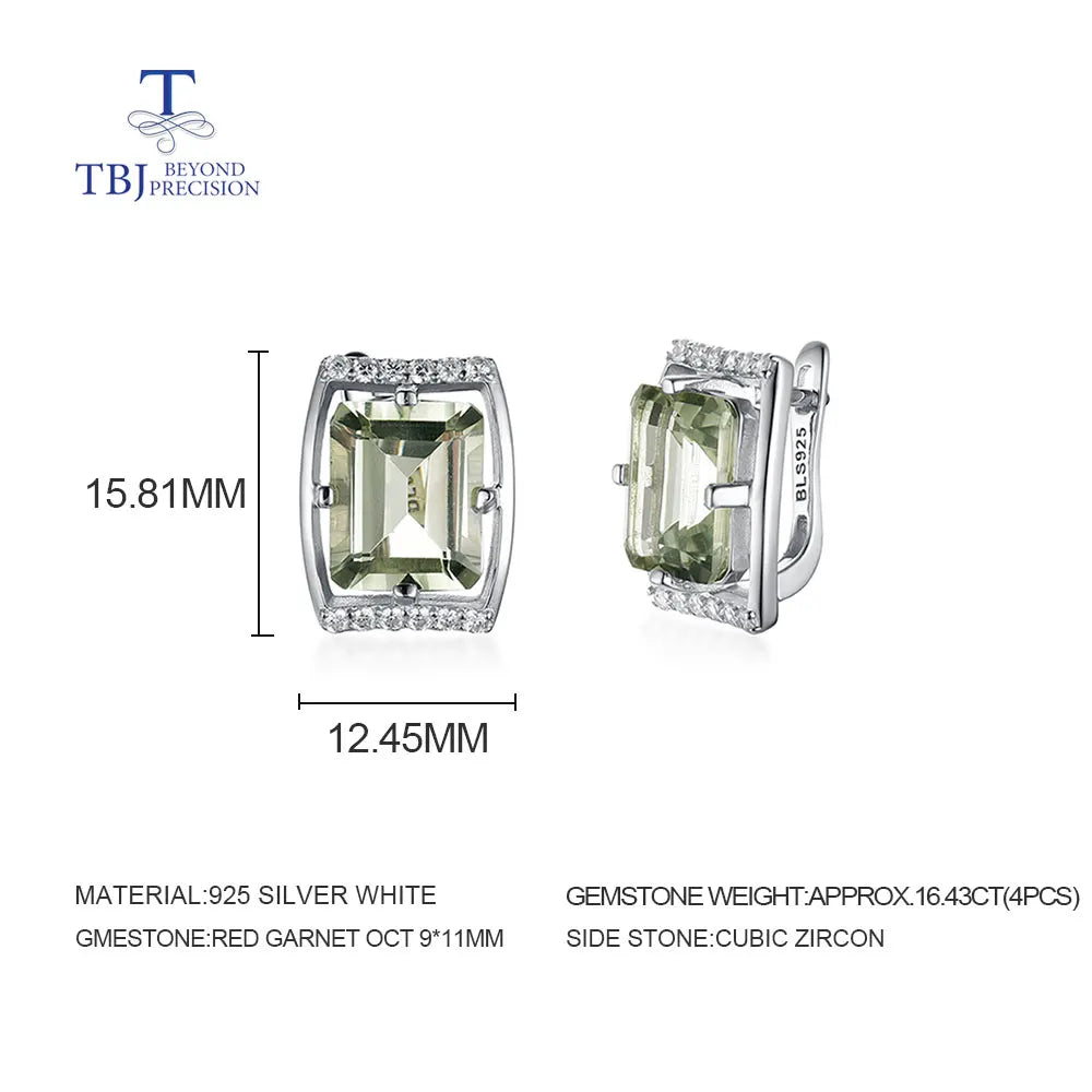 Natural Green amethyst Jewelry set Oct 9*11mm Necklace Earrings rings 925 sterling silver for women daily wear nice gift tbj