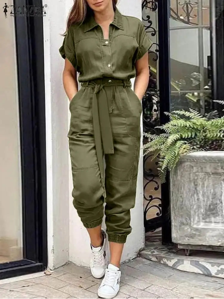 Army green cargo jumpsuit sales