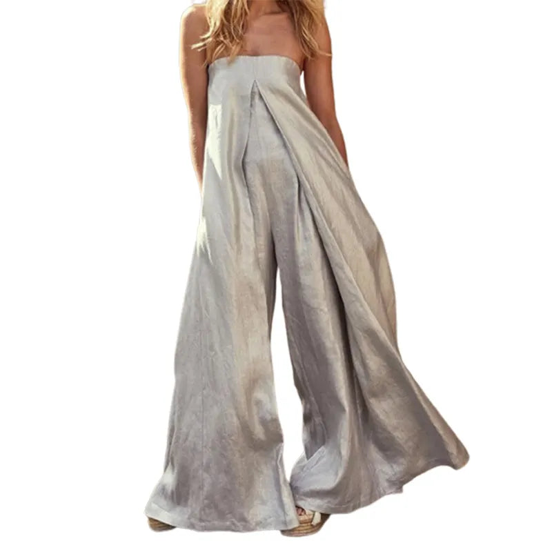 Strapless Wide Leg Tube Jumpsuits