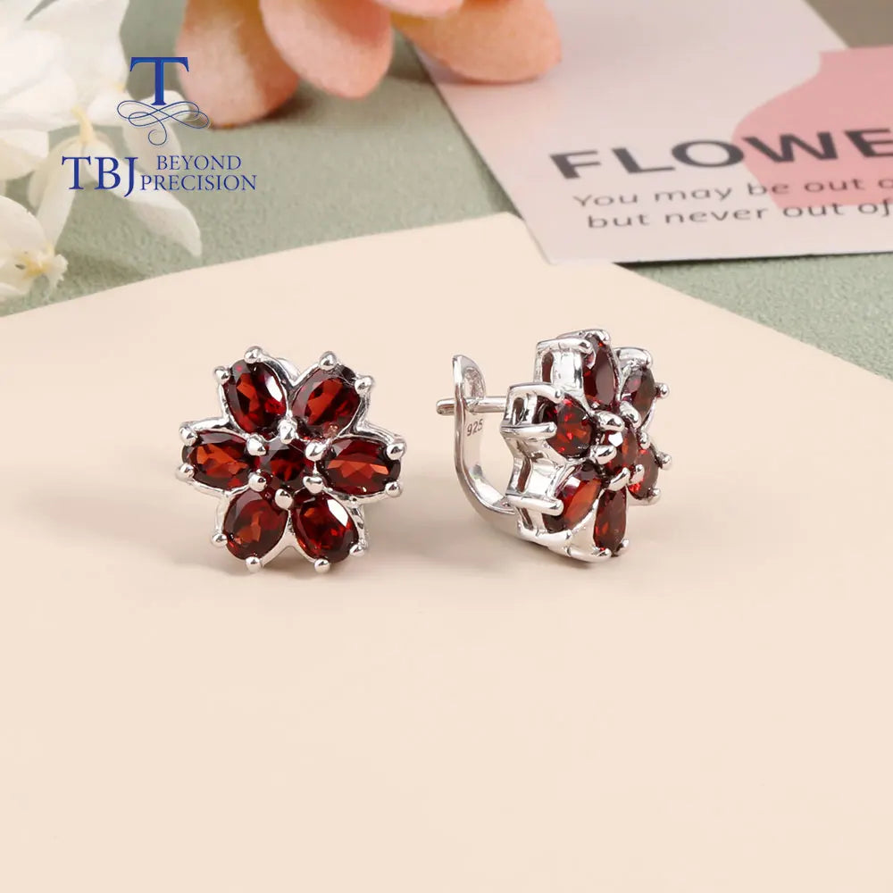 Natural Red Mozambique Garnet Earring  925 sterling silver fine jewelry gift