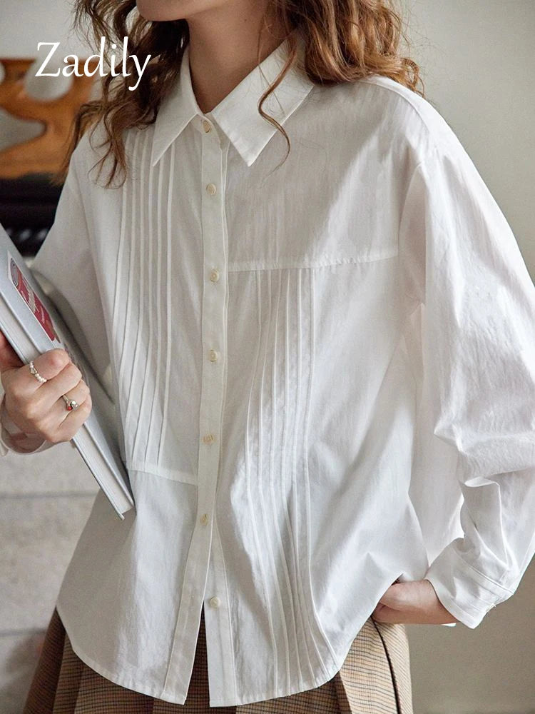 White Cotton Shirt Button Up Basic Blouse