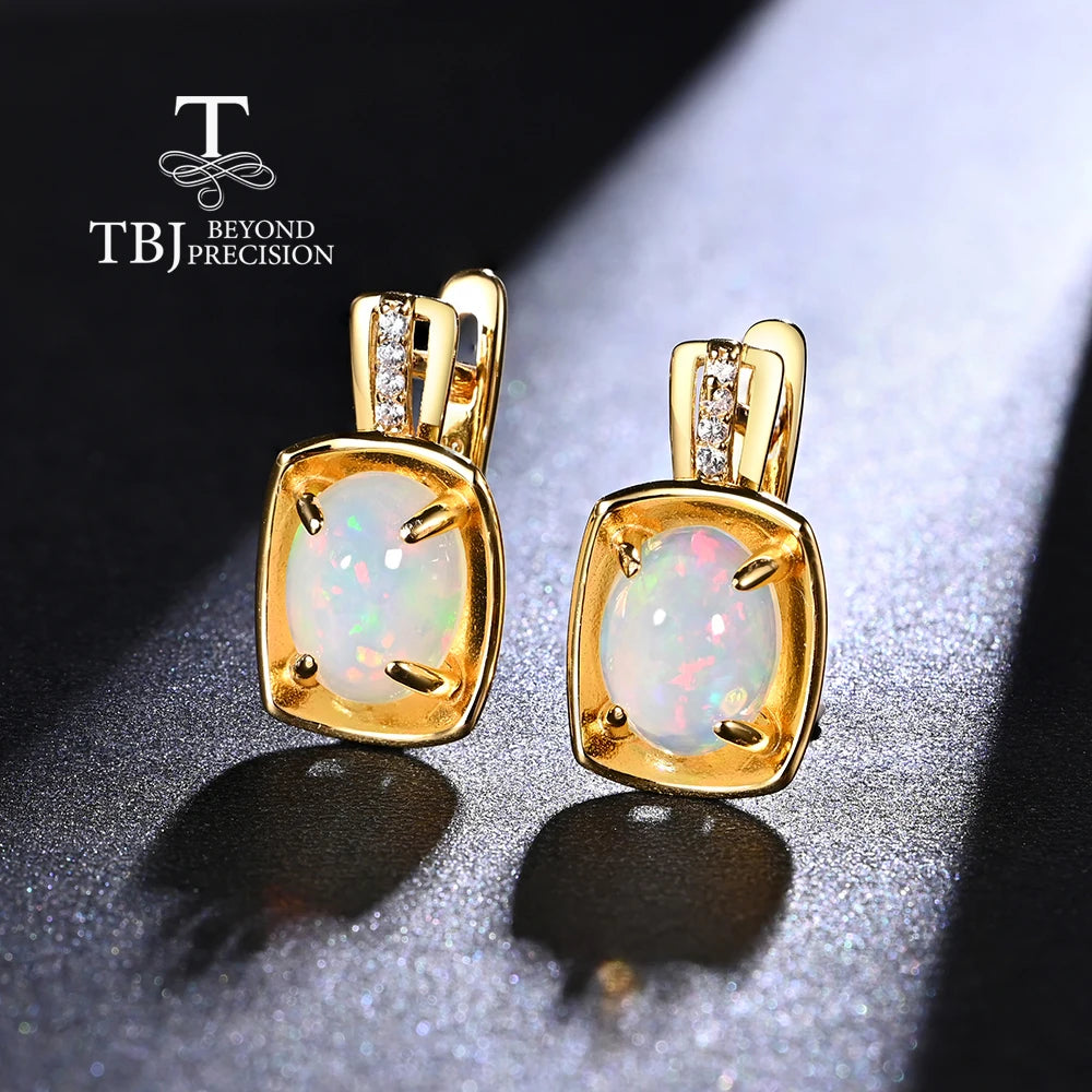 TBJ 100% Ethiopia natural Opal Earrings 925 Sterling silver fine jewelry for women wife nice birthday gift