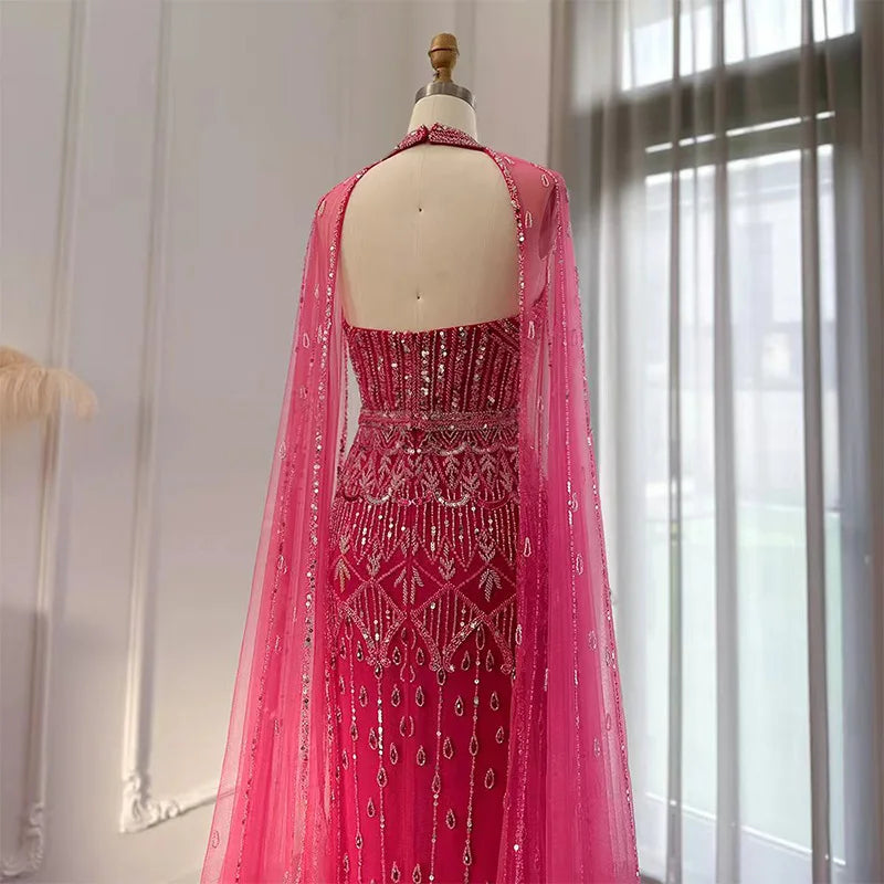 Rose Pink Luxury Dubai Formal Wedding Guest Dress