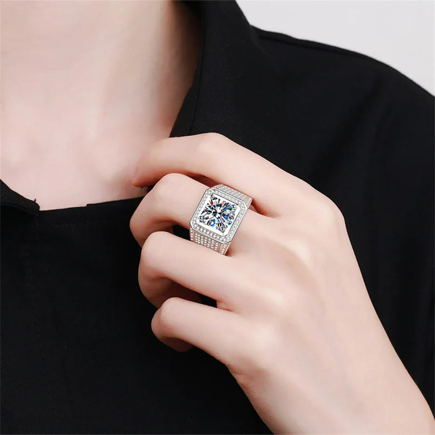 Men Moissanite Ring S925 Sterling Silver Ring