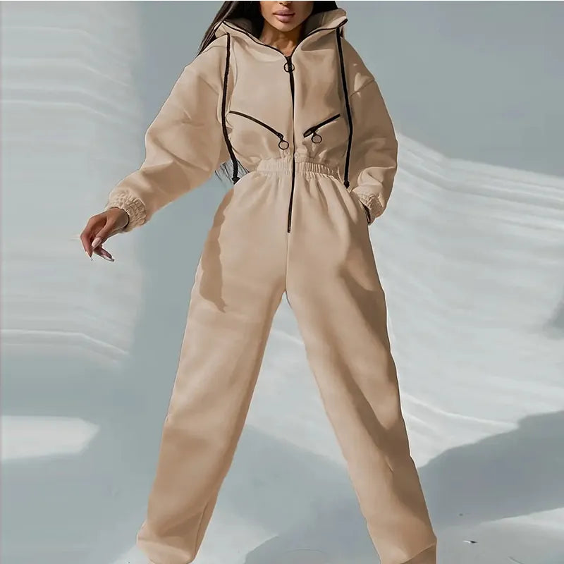Loose online hooded jumpsuit