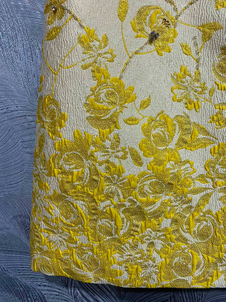Gorgeous  Bow Beaded Print Sleeveless Tank Jacquard Mini Dress