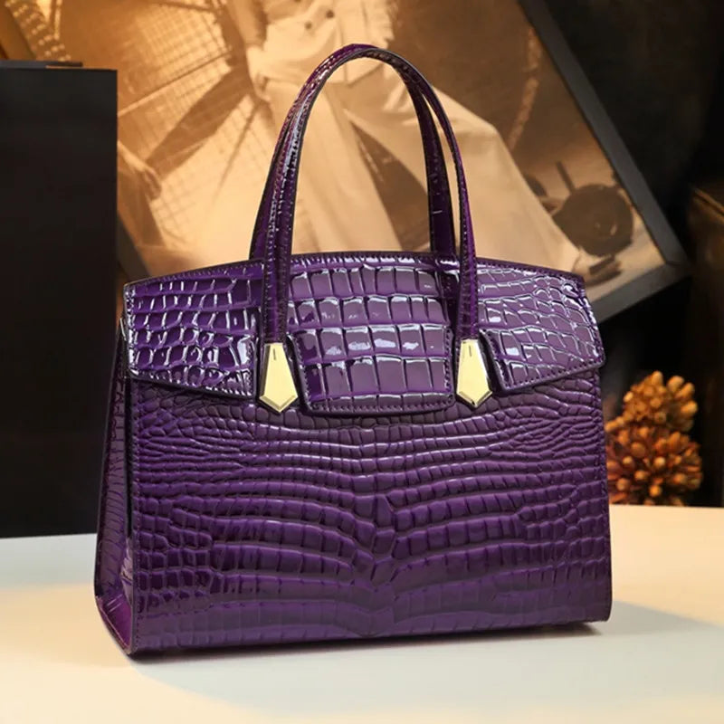 Purple Cowhide Shoulder Messenger Bag