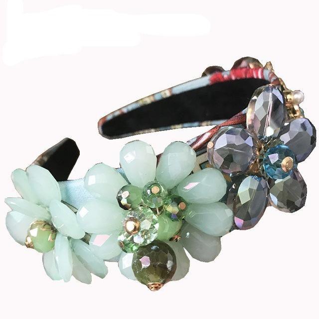 European Vintage Baroque Full Colorful Crystal Rhinestone Hairbands - TeresaCollections