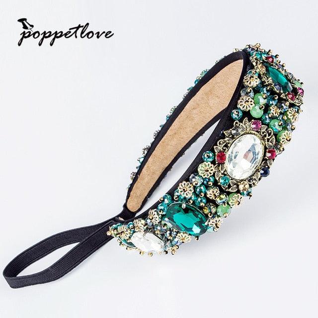 European Vintage Baroque Full Colorful Crystal Rhinestone Hairbands - TeresaCollections
