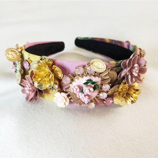 European Vintage Baroque Full Colorful Crystal Rhinestone Hairbands - TeresaCollections