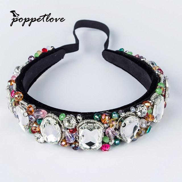 European Vintage Baroque Full Colorful Crystal Rhinestone Hairbands - TeresaCollections