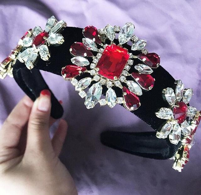 European Vintage Baroque Full Colorful Crystal Rhinestone Hairbands - TeresaCollections