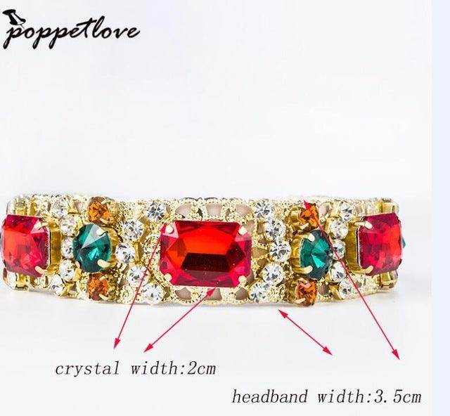 European Vintage Baroque Full Colorful Crystal Rhinestone Hairbands - TeresaCollections