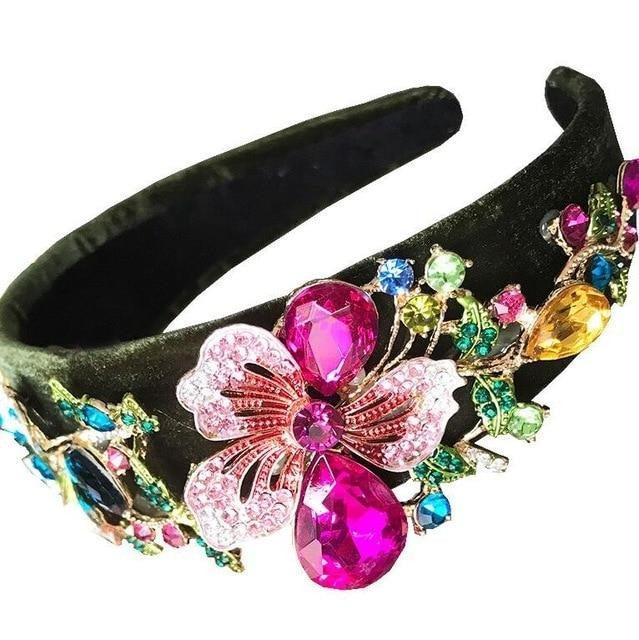 European Vintage Baroque Full Colorful Crystal Rhinestone Hairbands - TeresaCollections
