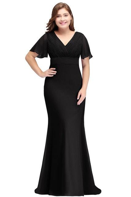 V Neck Short Sleeve Wedding Formal Party Dress - TeresaCollections